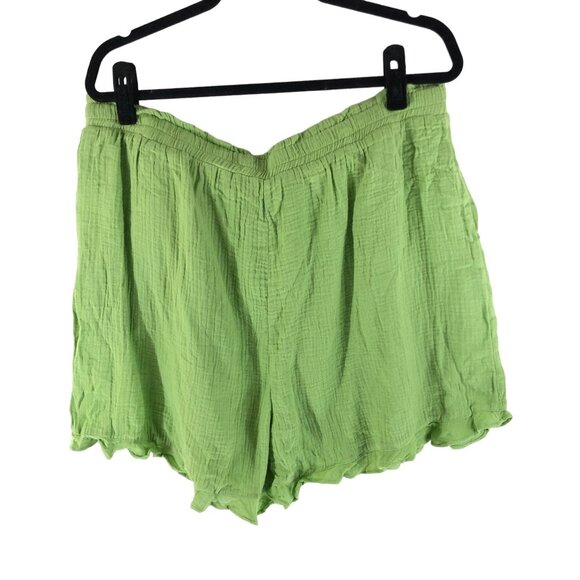 Hailey & Co Womens Green Ruffle Hem Shorts Pull On Pockets 2XL - Picture 2 of 4
